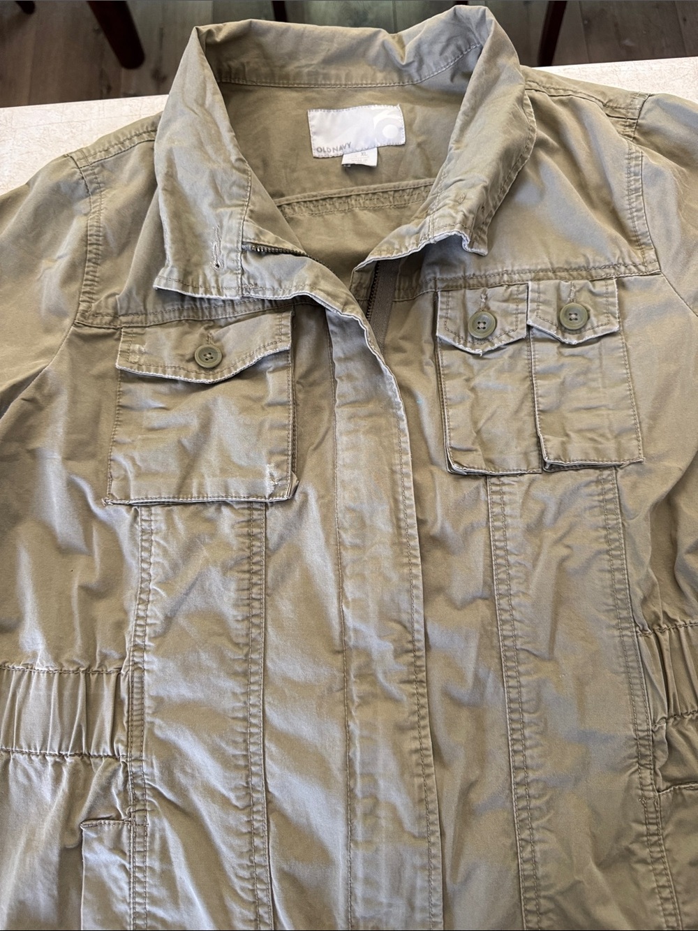 Old Navy Olive Green Utility Jacket with Button Flap Pockets